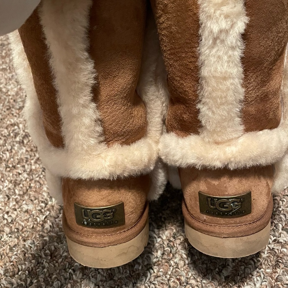 UGG Brown and Cream Shearling Boots